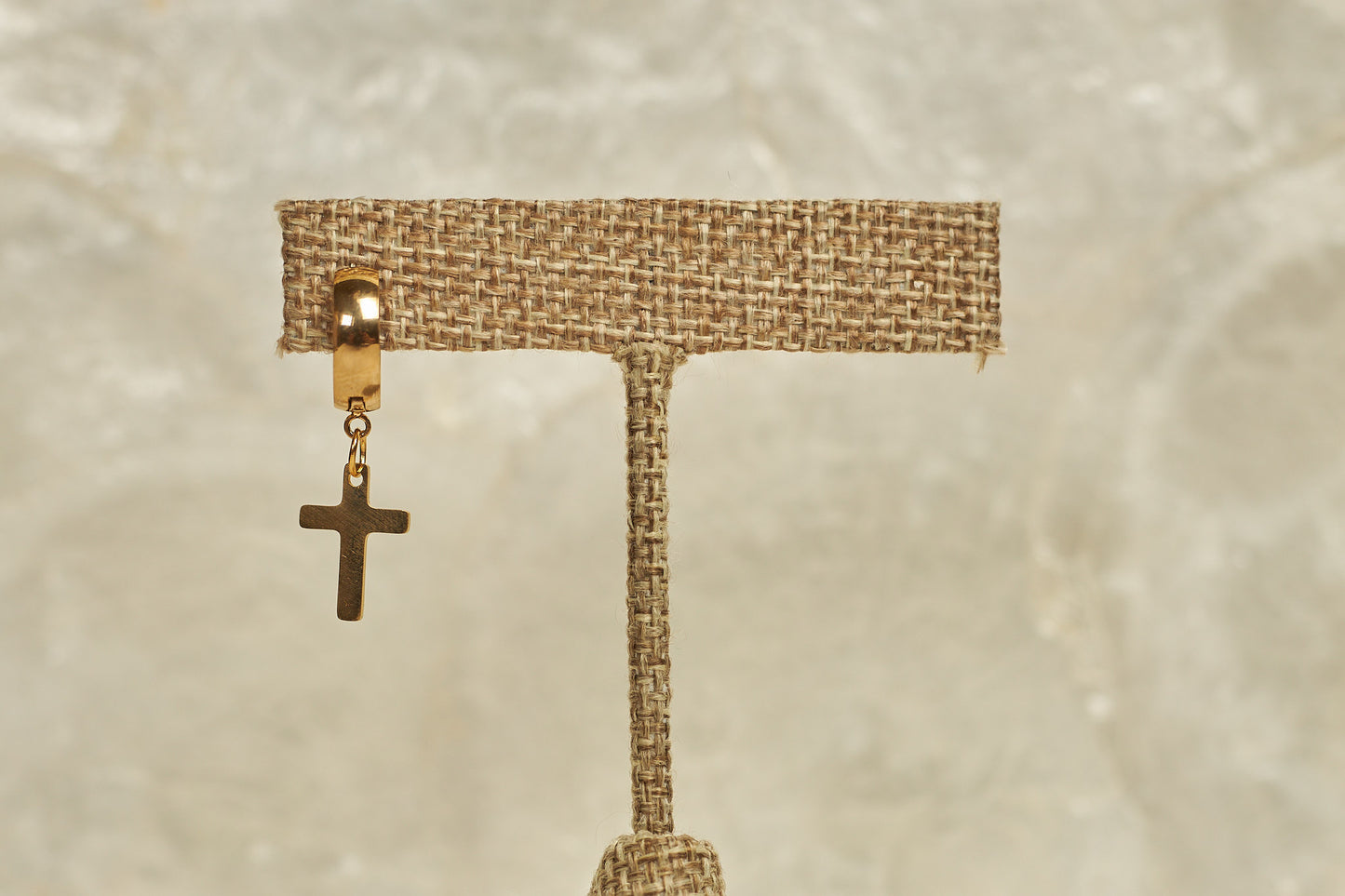 Cross Solo Earring- 18K Gold
