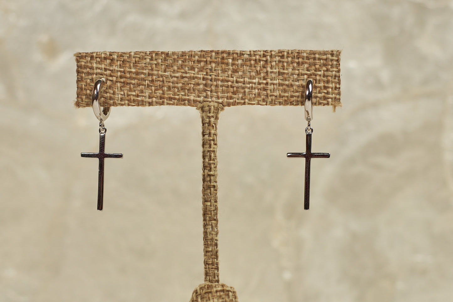 Long Fine Cross Earrings- 925 Silver