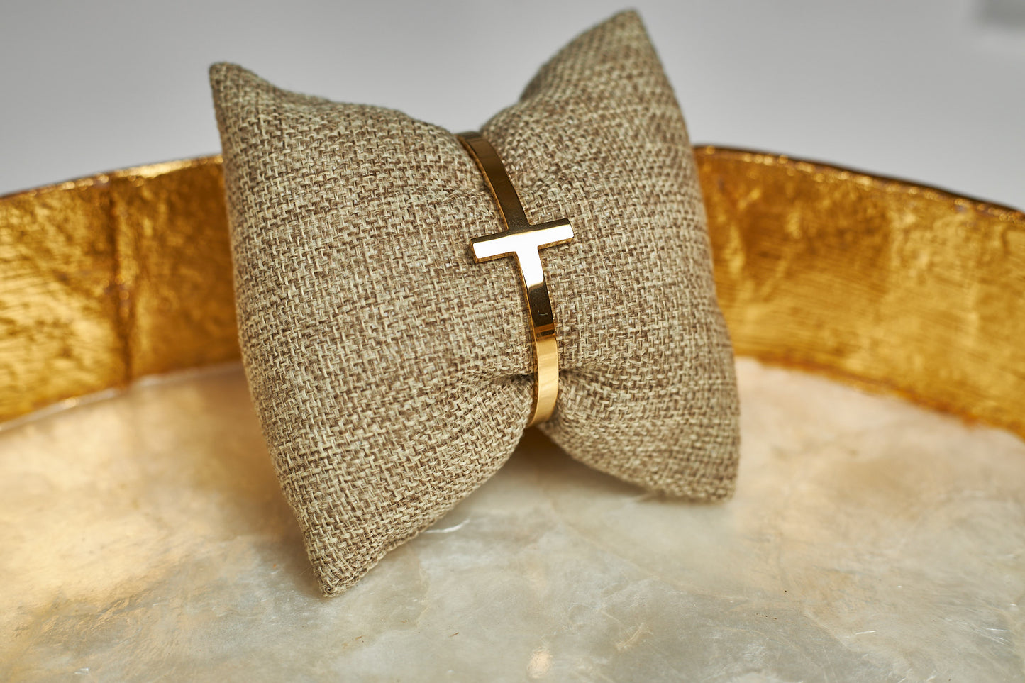 Gold Cross Bangle - 18K Gold