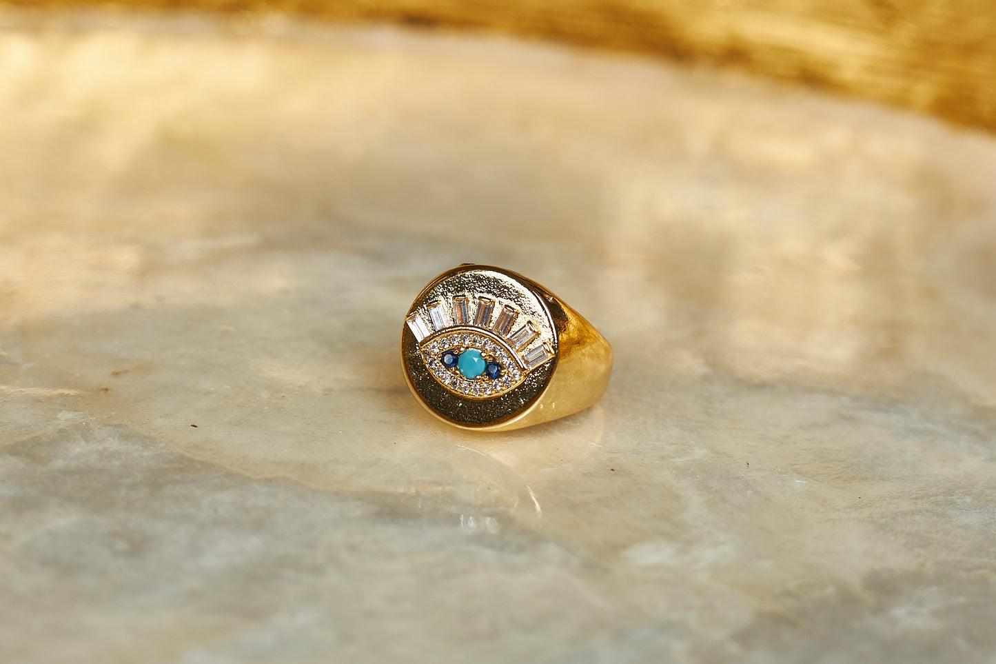 Turkish Eye Ring- 18k Gold