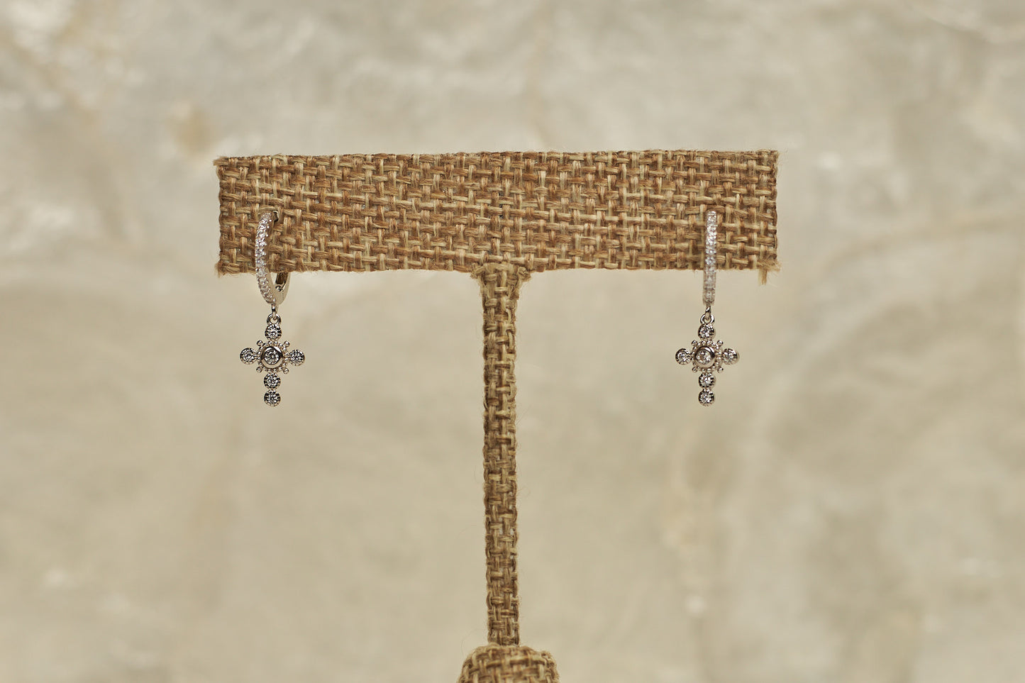 Fine Cross Earrings with Stones -925 Silver