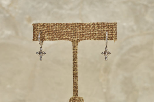 Fine Cross Earrings with Stones -925 Silver