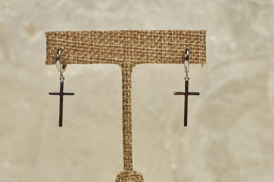 Long Fine Cross Earrings- 925 Silver